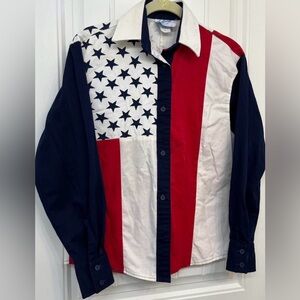 Vintage Latigo 100% Cotton Stars & Stripes American Flag Button-down